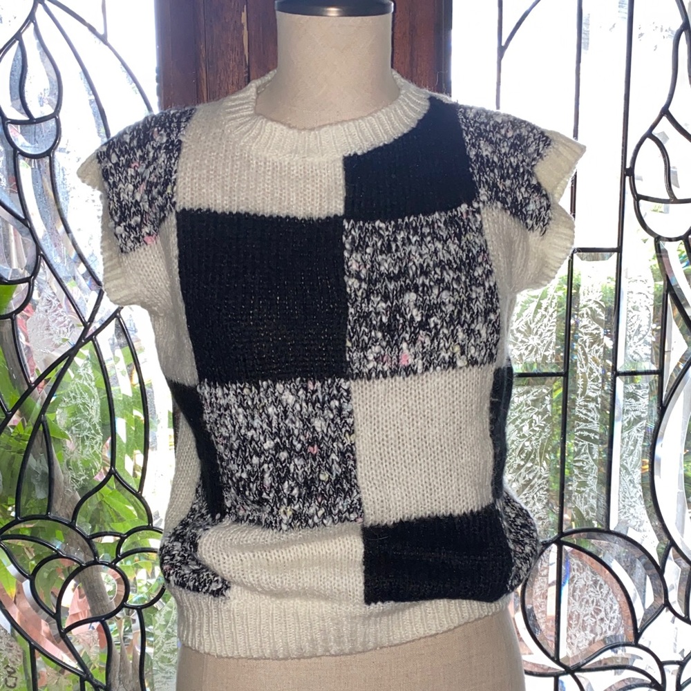 Chic Patchwork Crew Neck Sweater - image 1